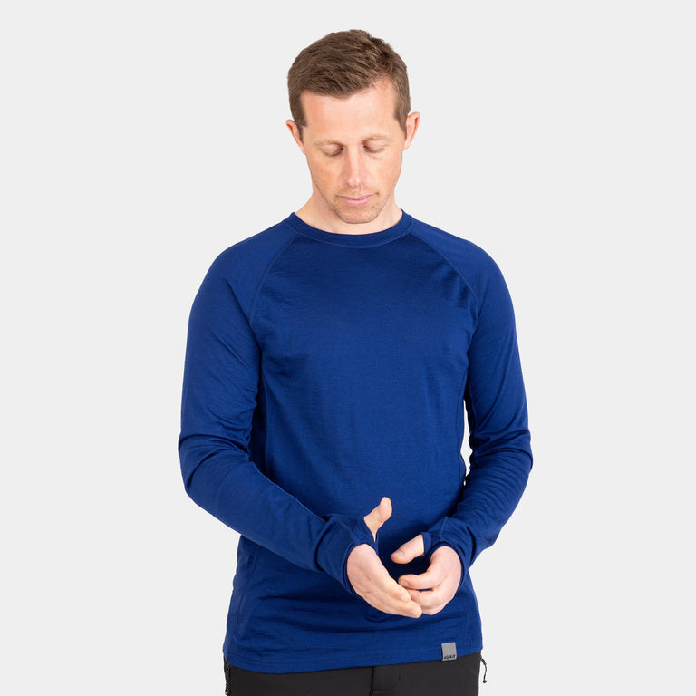 alpkit mens Kepler long sleeve merino baselayer in navy blue