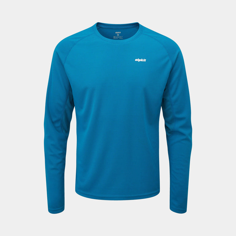 mens Alpkit Koulin trail long sleeve baselayer in reef - closed