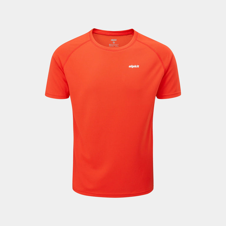 mens Alpkit Koulin trail short sleeve baselayer in blaze - closed