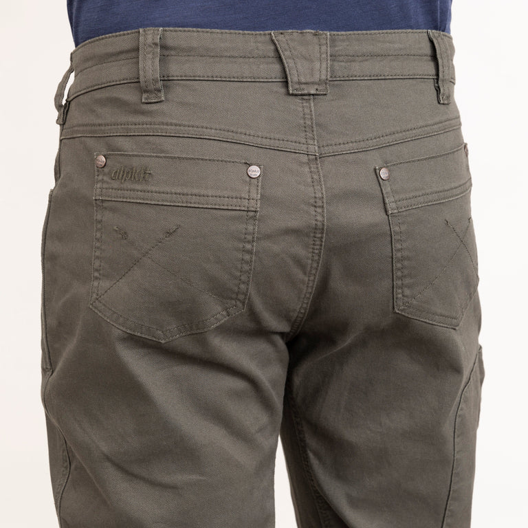 alpkit mens Kraft trousers in kelp green rear waistband