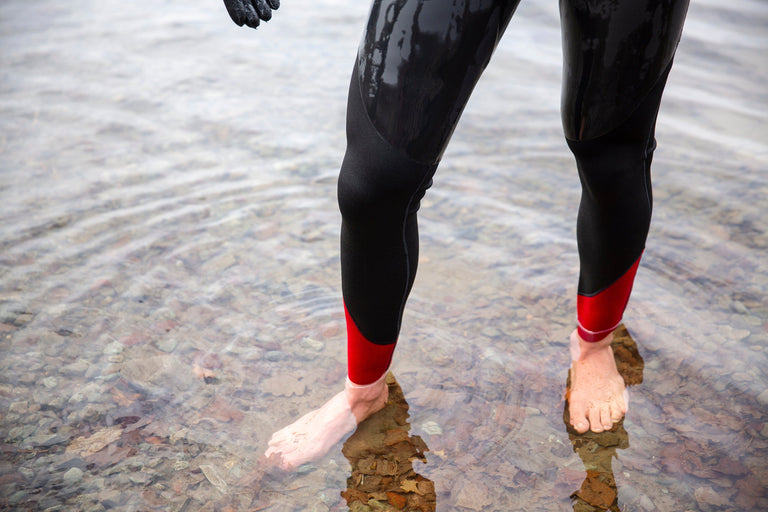 Close up of the men's Lotic outdoor swimming wetsuit