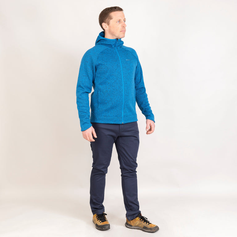 alpkit mens malamute fleece jacket in reef blue outfit - closed