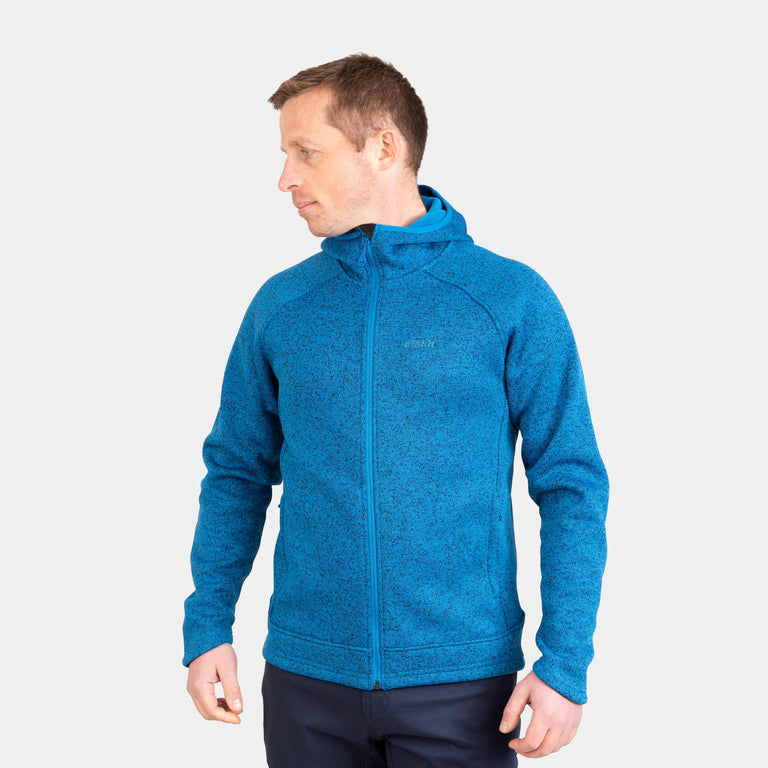 alpkit mens malamute fleece jacket in reef blue - closed