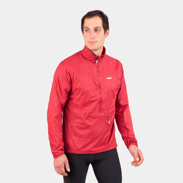 mens alpkit morphosis half zip jacket in chilli red