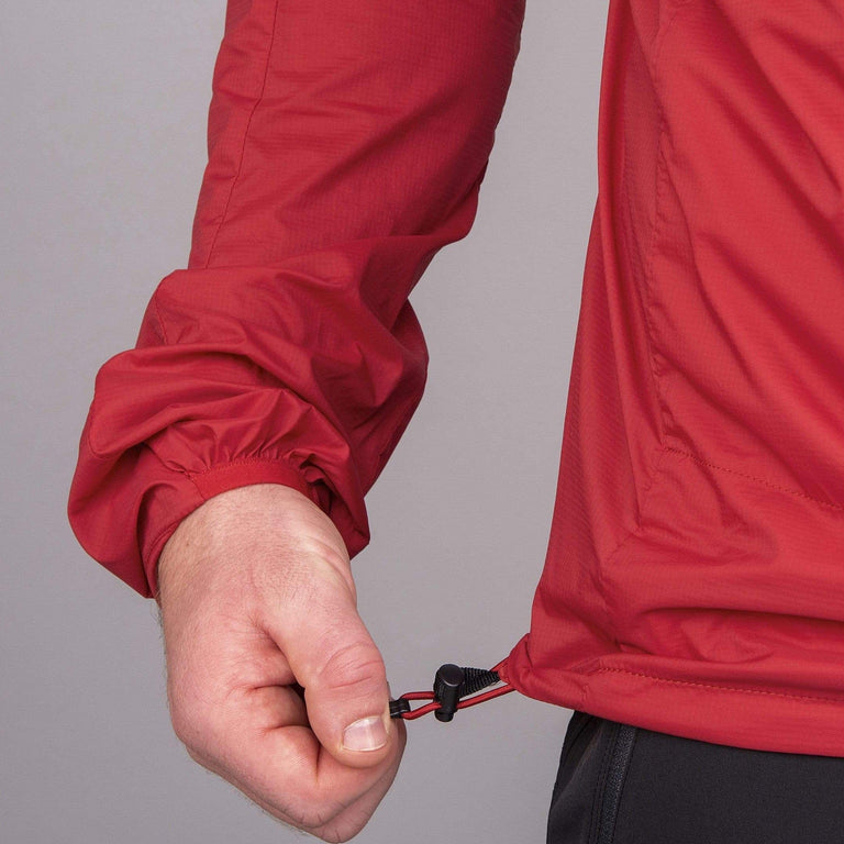 mens alpkit morphosis half zip jacket in chilli hem - closed