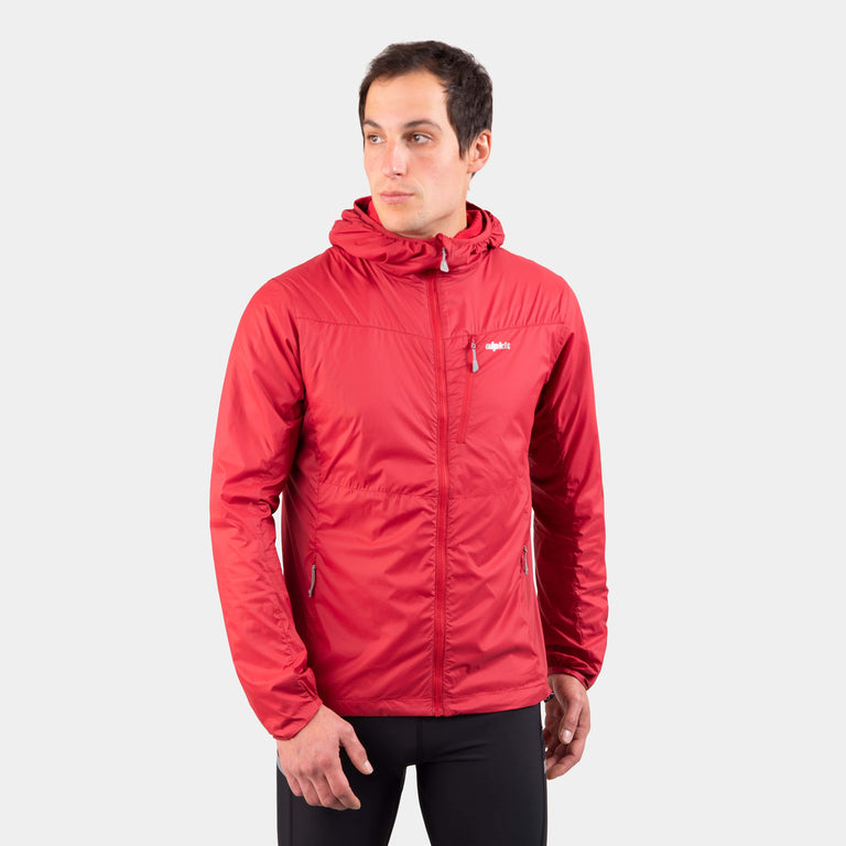 mens alpkit morphosis jacket in chilli red - closed