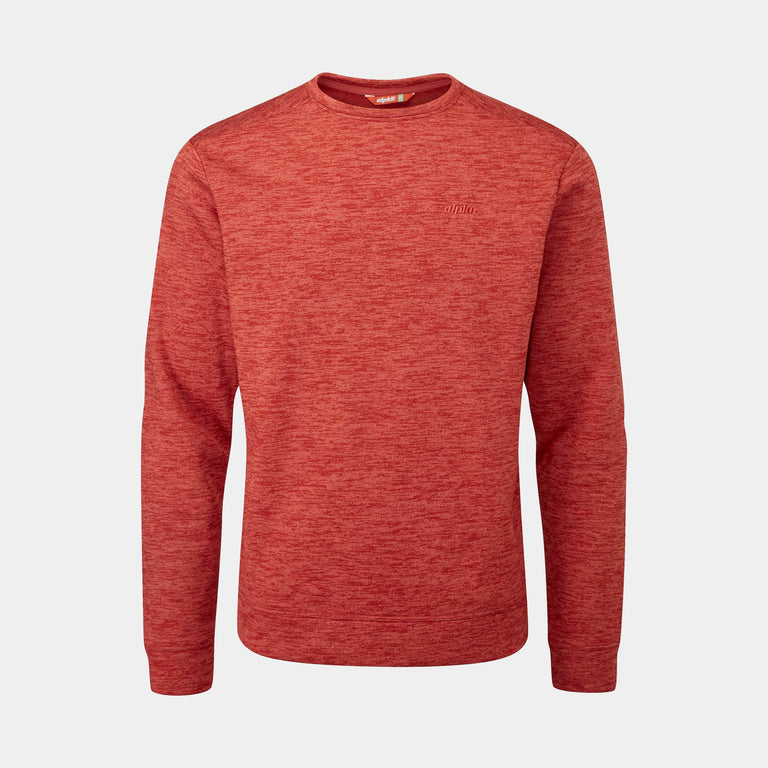 alpkit mens redpoint crew neck jumper in brick - closed