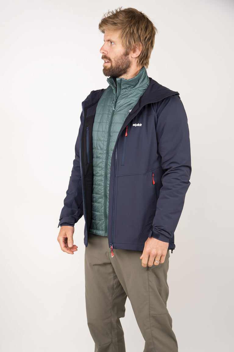 alpkit mens resolute softshell jacket outfit - closed