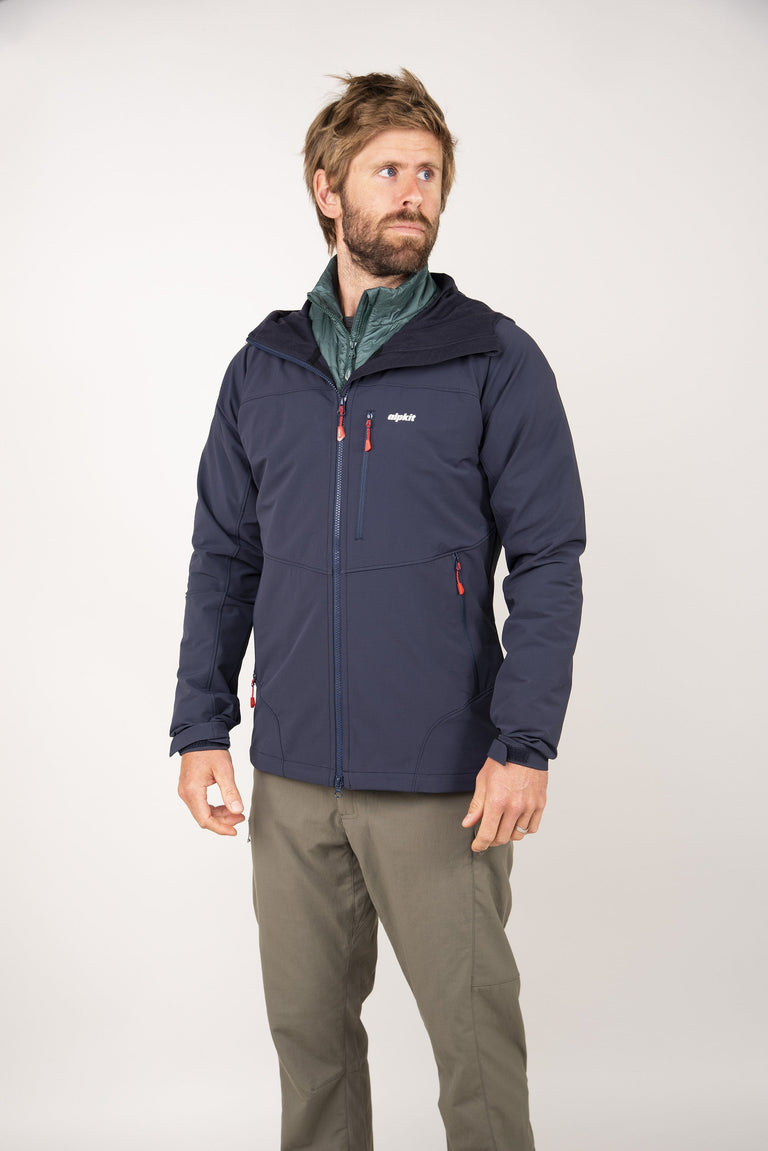 alpkit mens resolute softshell jacket outfit - closed