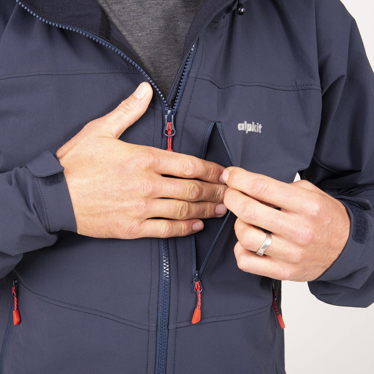 alpkit mens resolute softshell jacket chest pocket