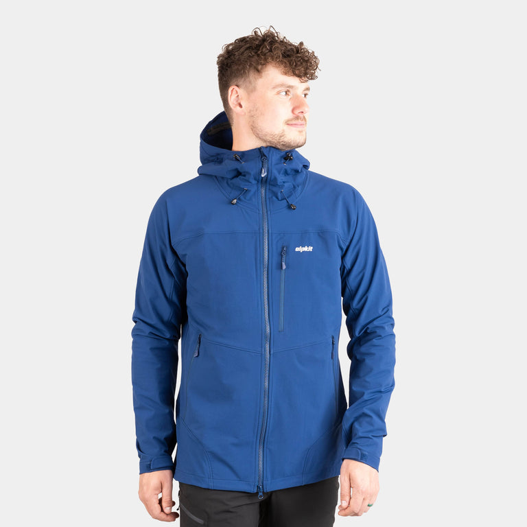 alpkit mens resolute softshell jacket in nemo blue