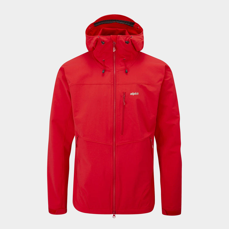 alpkit mens resolute softshell jacket in chilli - closed