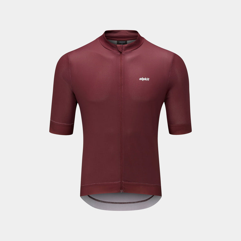 mens Alpkit rhythm elite cycling jersey in burgundy