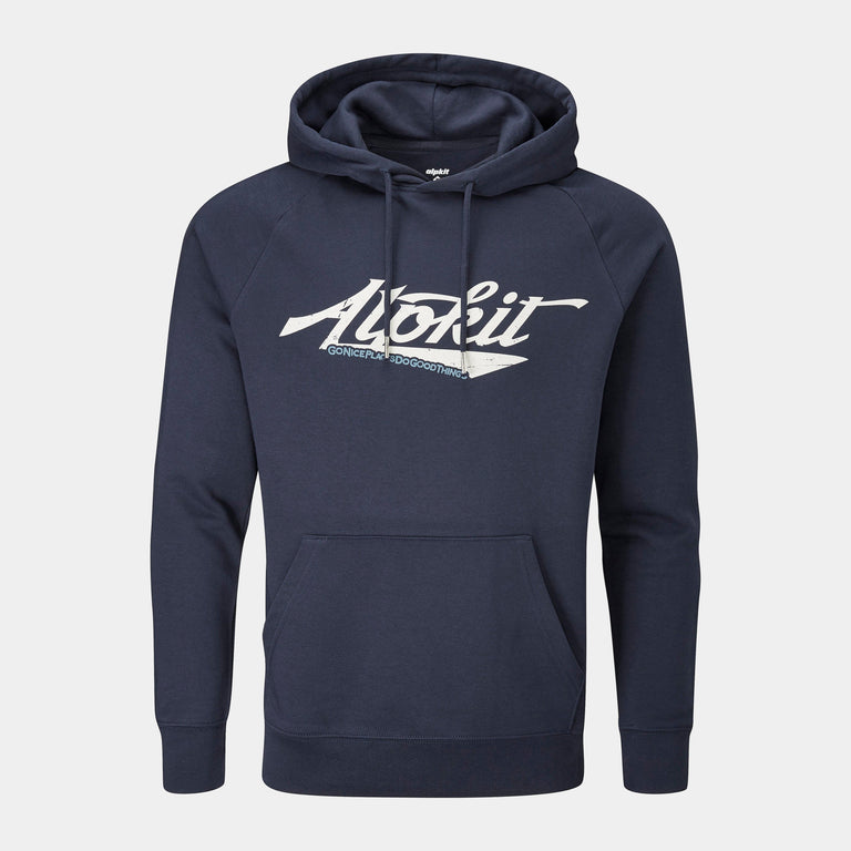 mens swoosh organic cotton hoody in navy - closed