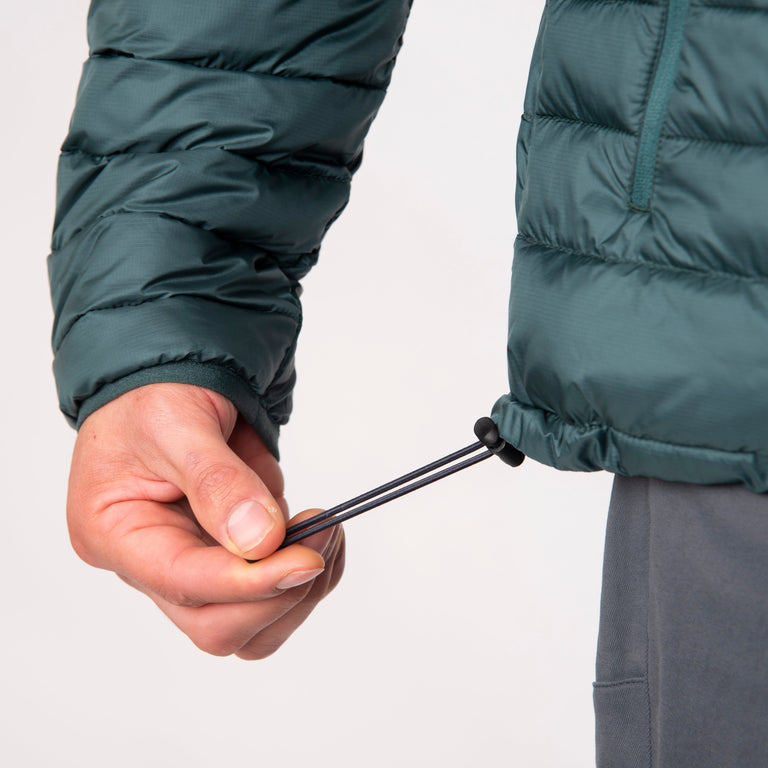 mens alpkit talini insulation jacket in forest green hem drawcord