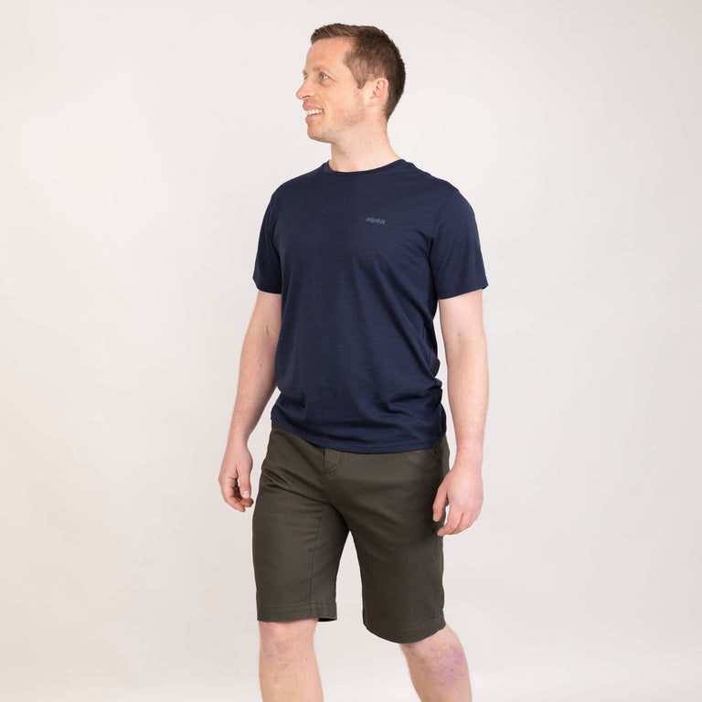 alpkit mens werk shorts in kelp green outift