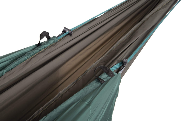 Alpkit mora hammock underquilt in kelp tension cords