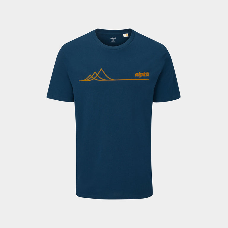 alpkit unisex mountains organic cotton tee in peacock blue