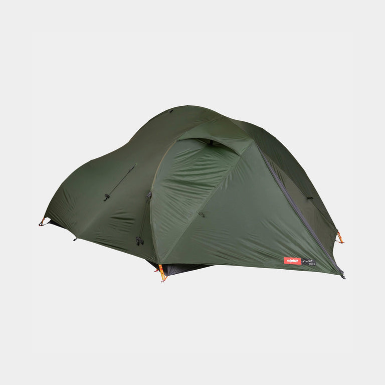 alpkit ordos 3 ultralight 3 person tent in kelp green