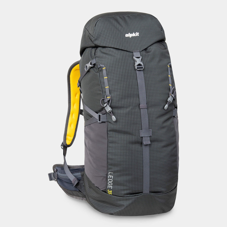 alpkit ledge 35L back pack in dark grey