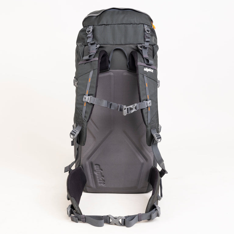 alpkit Orion 45l backpack in dark grey back 