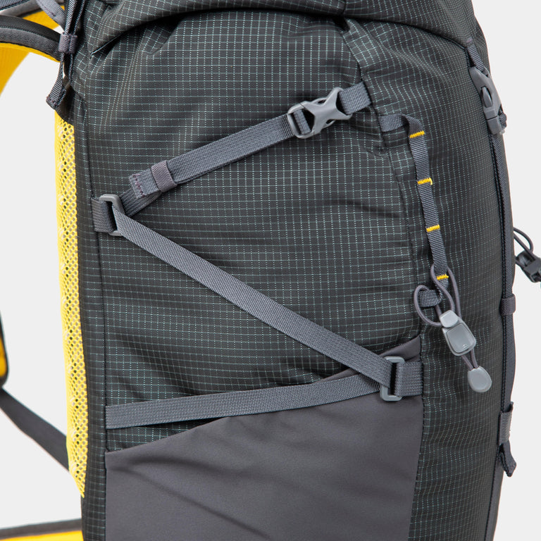 alpkit ledge 35L back pack in dark grey compression straps - closed