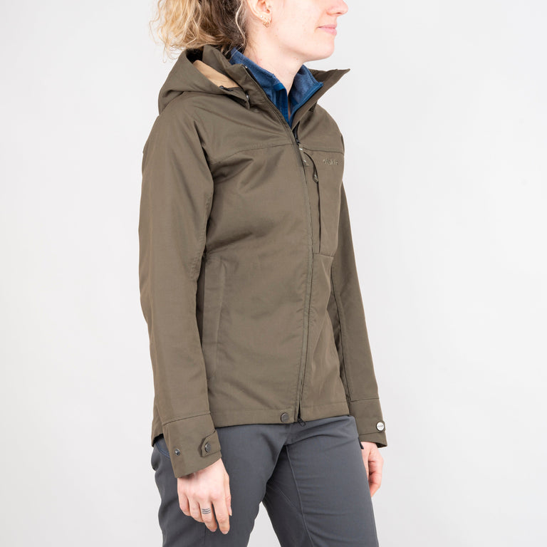 alpkit Ranger womens organic cotton ventile jacket in kelp green front - closed