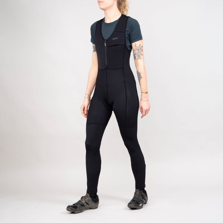 alpkit womens rhythm four season bib tights in black front 