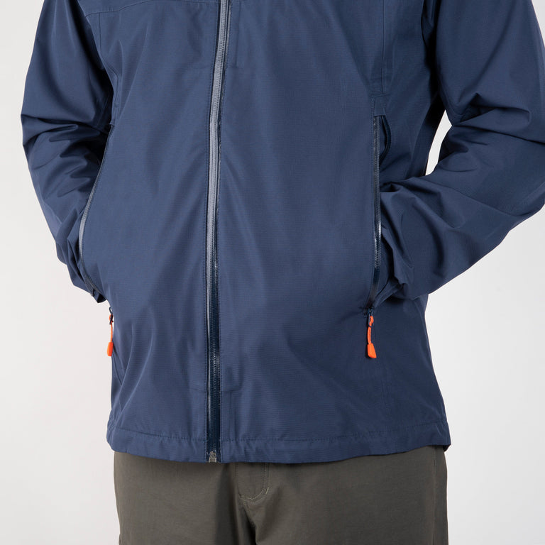 alpkit sigma mens waterproof jacket in outer space blue pockets