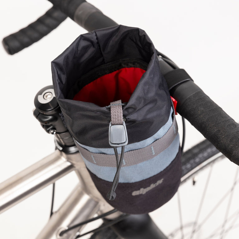 alpkit stem cell 1L bike packing bag in storm grey drawstring opening