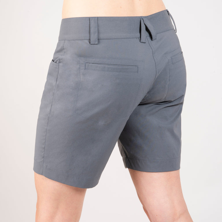 alpkit teleki womens shorts in steel grey back