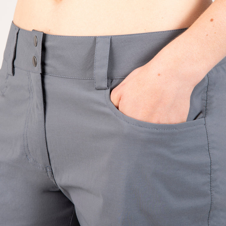 alpkit teleki womens shorts in steel grey pocket