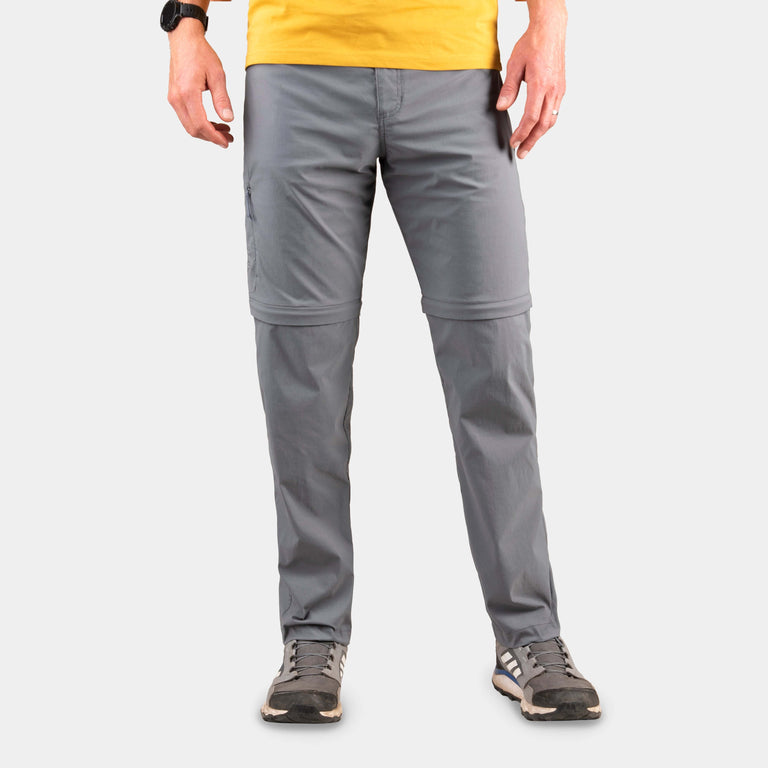 alpkit mens teleki zip off trousers in steel grey - closed