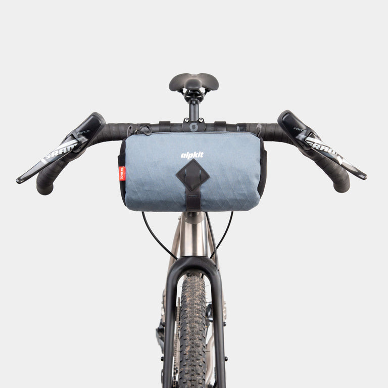 alpkit toploader zipped handlebar bag in storm grey -bclosed