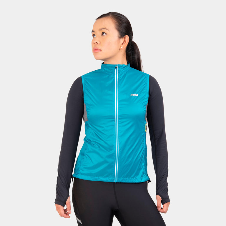 Alpkit women's Arro Vest windproof gilet in Surf blue