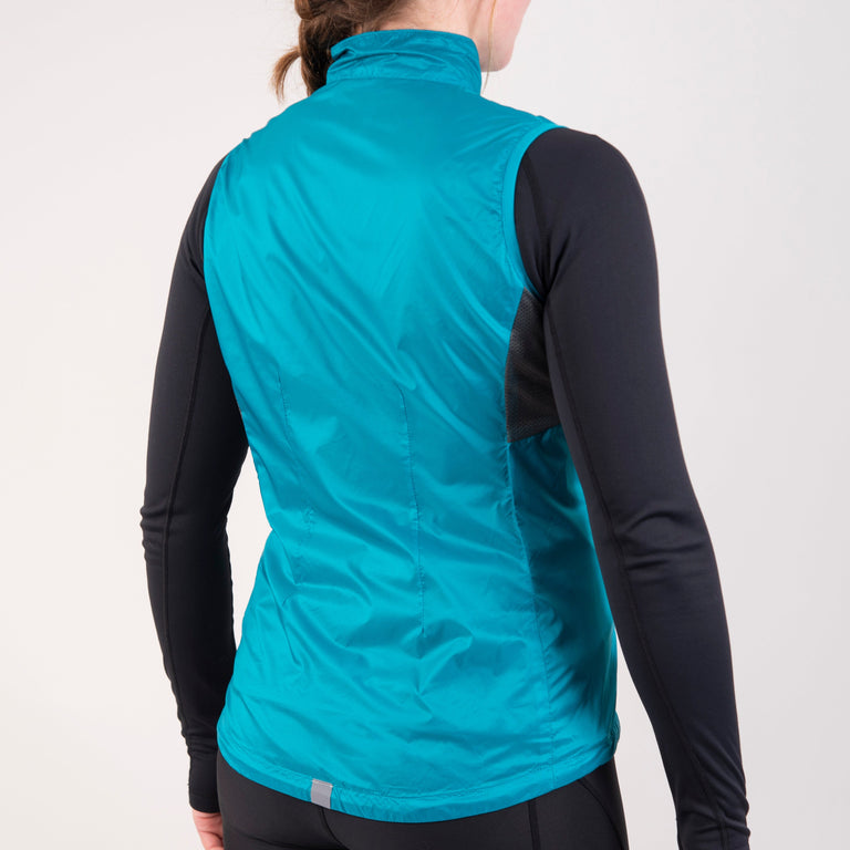 Alpkit women's Arro Vest windproof gilet in Surf blue back