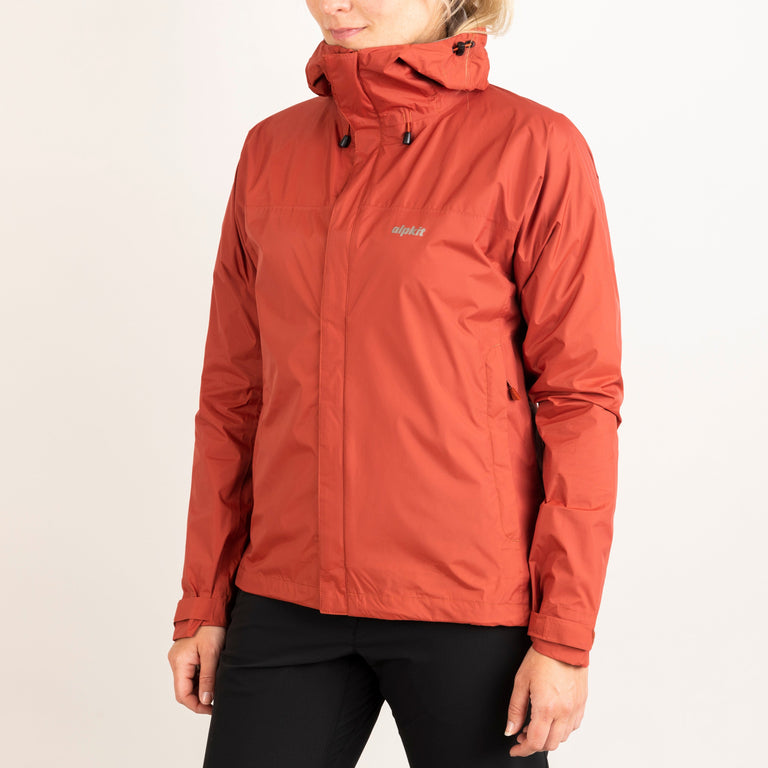 Alpkit women's Atalanta waterproof jacket in Brick red front