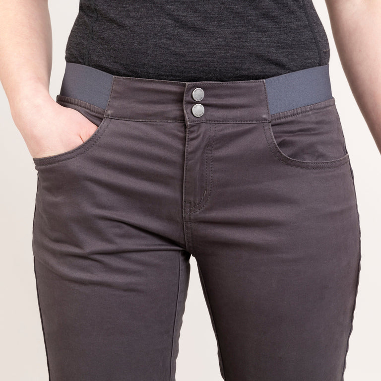 alpkit womens bloc pants in tarmac grey waistband