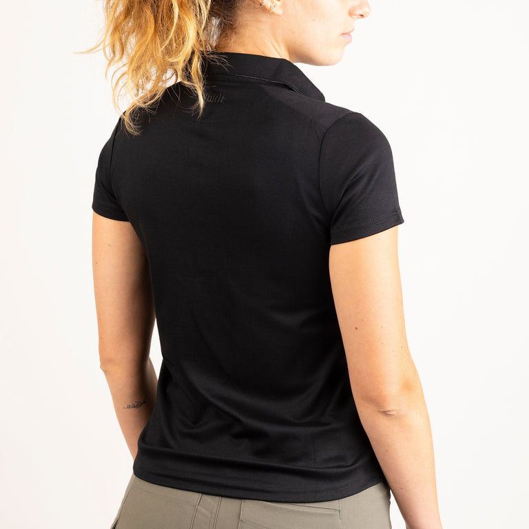 alpkit womens Cabrera polo shirt in black back