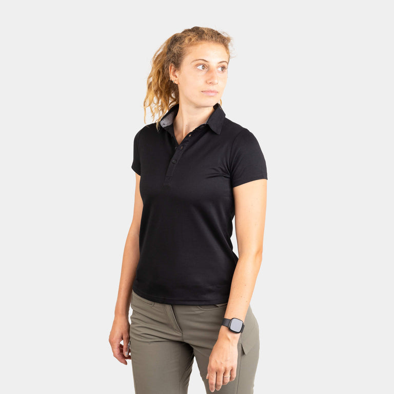 alpkit womens Cabrera polo shirt in black