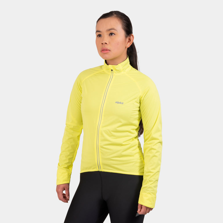 Alpkit women's Cirrus weatherproof cycling jacket in Flo Yellow 