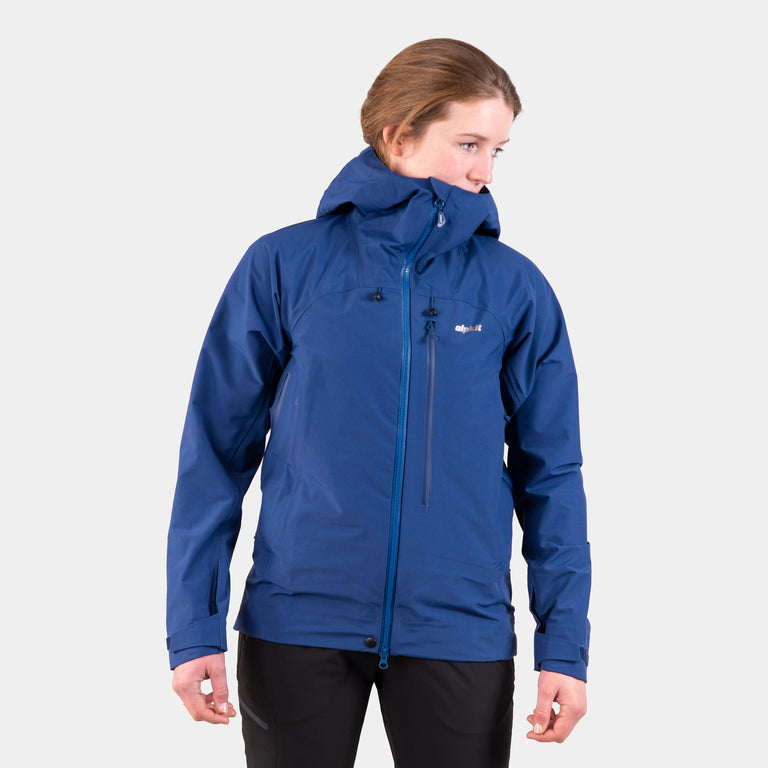 womens alpkit definition waterproof jacket in demo blue