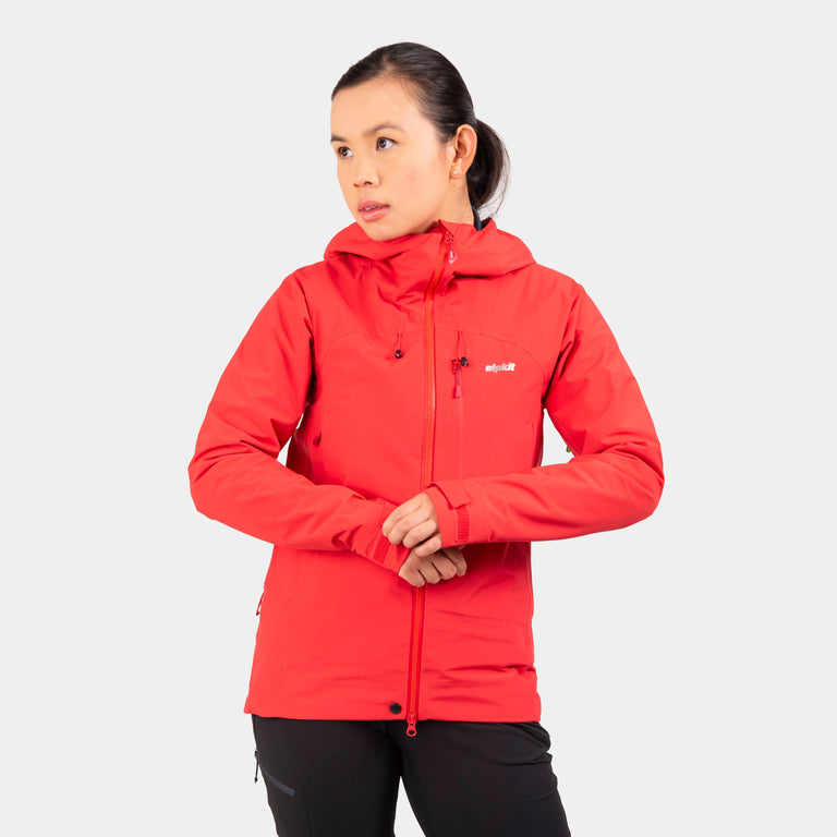 womens alpkit definition waterproof jacket in chilli red