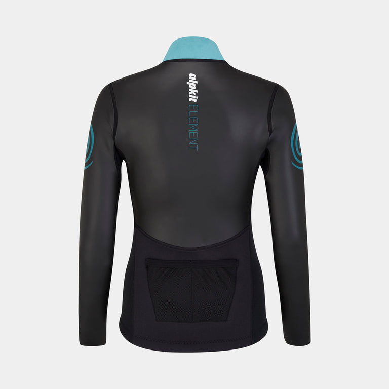 alpkit element wetsuit womens jacket in black back - closed