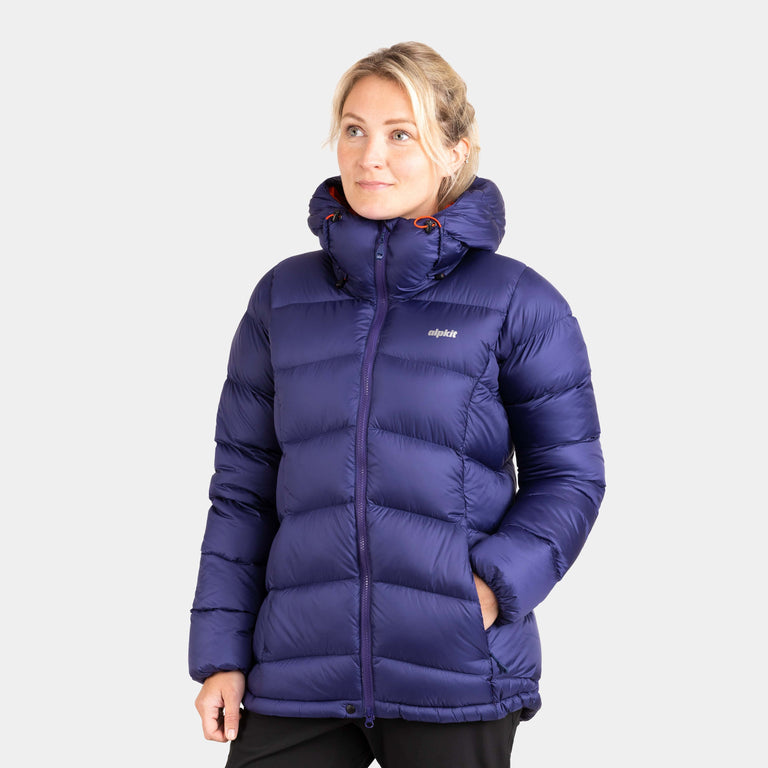 alpkit womens fantom down jacket in nightshade purple