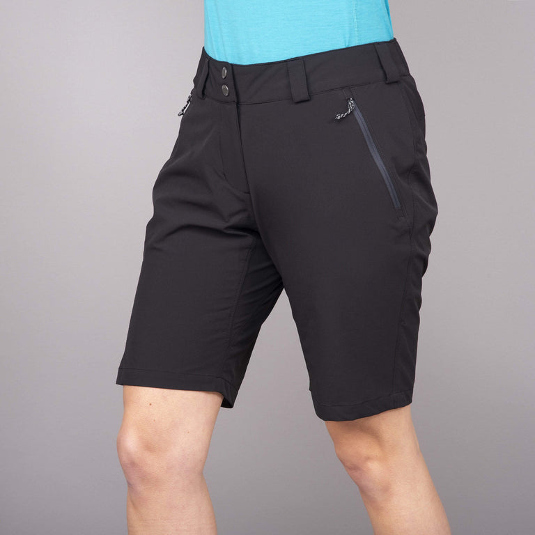 womens faro softshell shorts in black