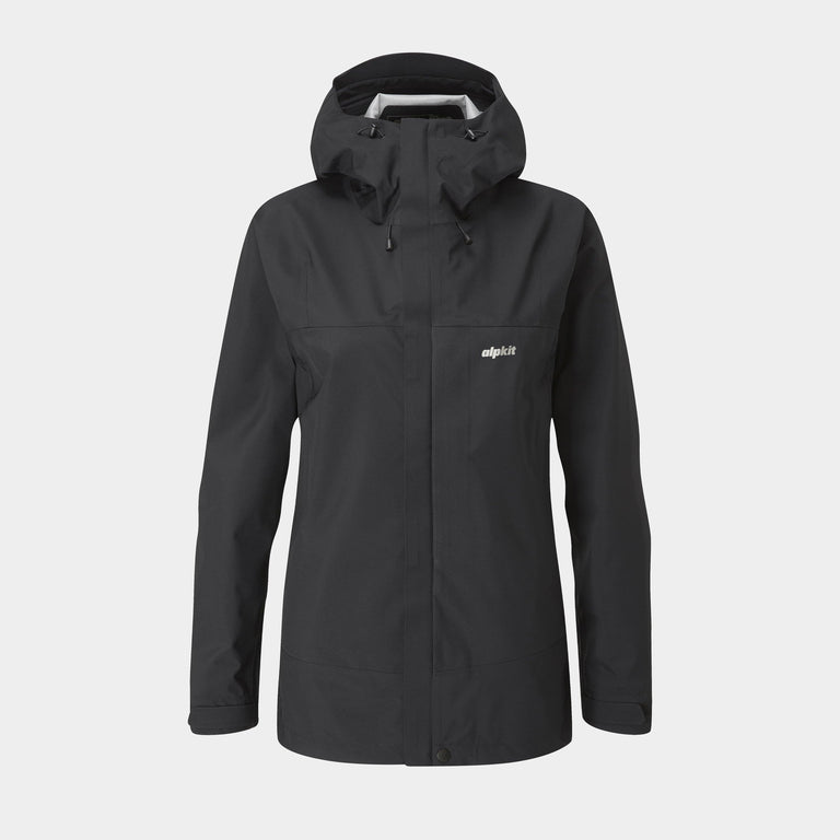 Alpkit women's Fortitude waterproof jacket in Black - closed