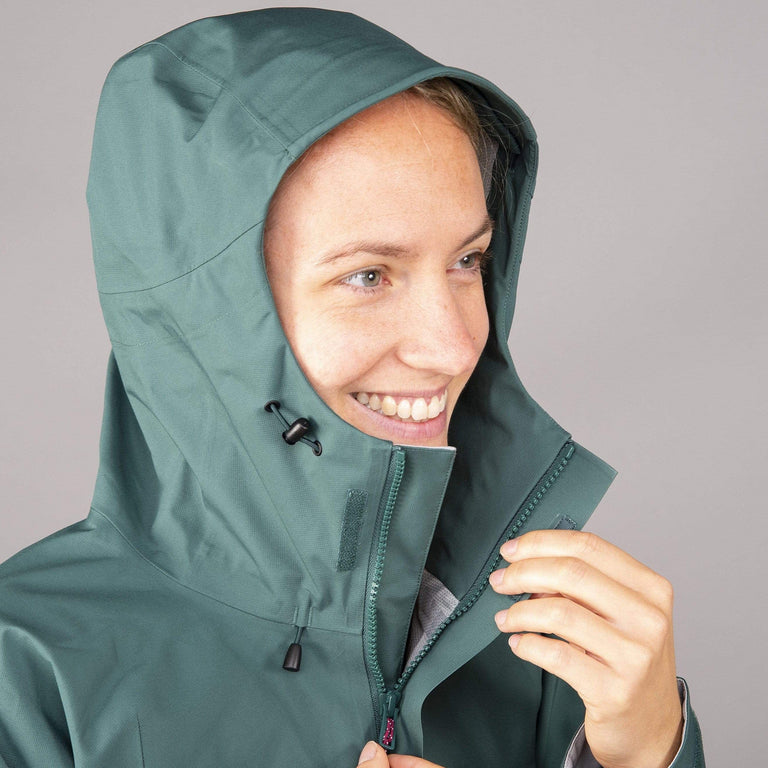 womens Alpkit fortitude waterproof jacket hood - closed