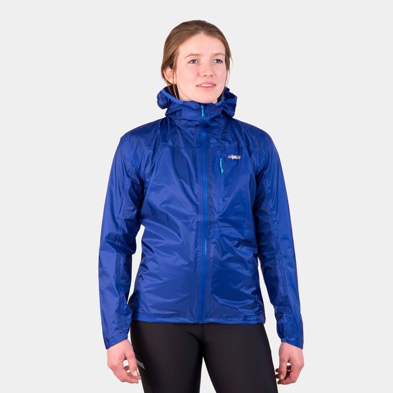 alpkit womens gravitas fell running trail running jacket in font blue