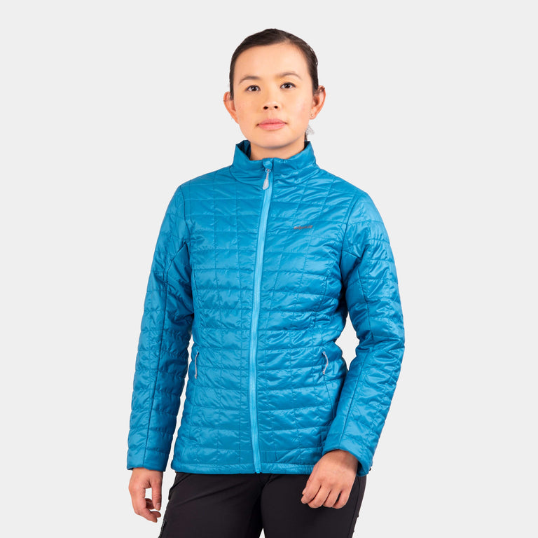 womens alpkit heiko insulated jacket in atoll blue - closed